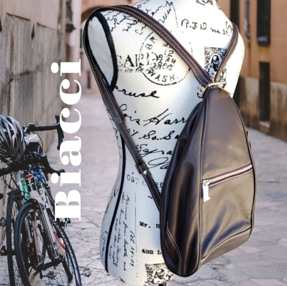 Biacci Brown Leather backpack purse NWT main image 5